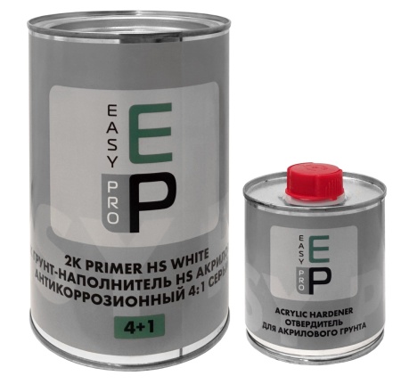 EASY PRO Грунт наполнитель акриловый антикоррозионный 4 1 серый в комплекте с отвердителем 0,8л+0,2л